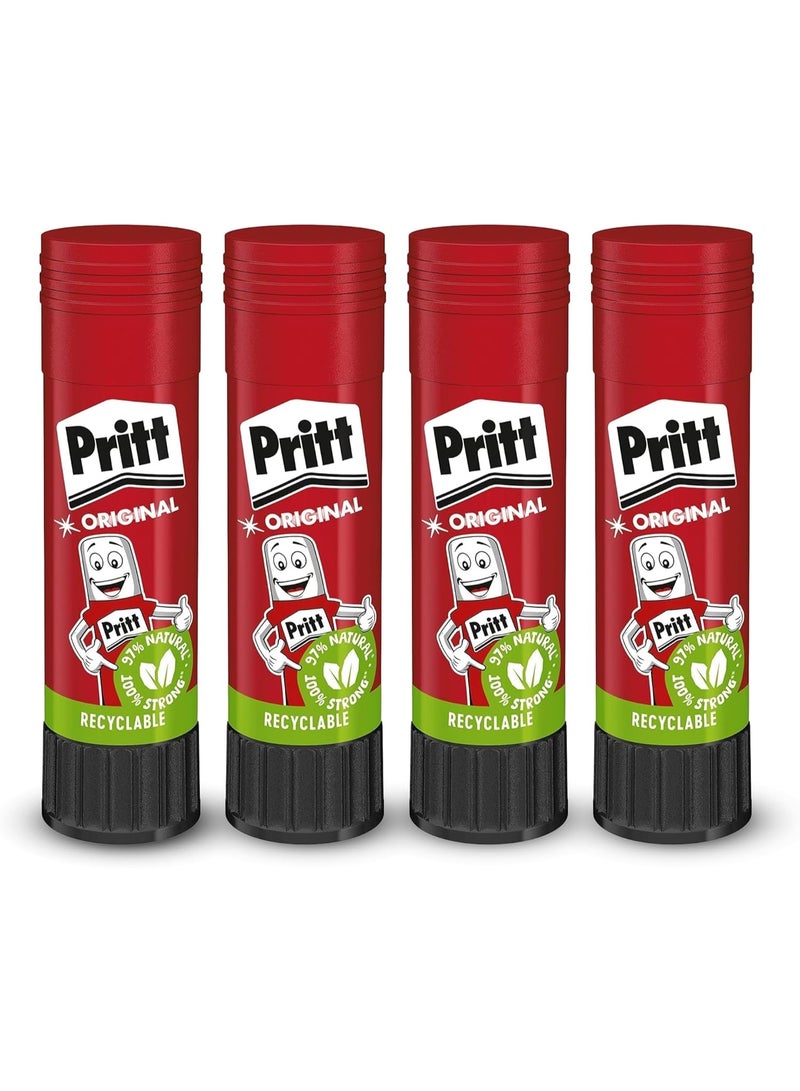 بريت عصا صمغ بريت آمنة وصديقة للأطفال للأنشطة الفنية والحرفية، لاصق قوي 43 جم، عبوة اقتصادية مكونة من 4 قطع - Image 1